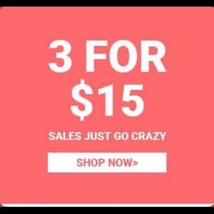 3 for 15 sale